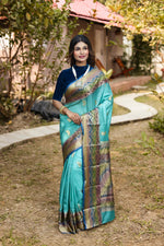 Load image into Gallery viewer, Sea Green Pure Kanjivaram Silk Saree - Keya Seth Exclusive
