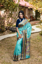 Load image into Gallery viewer, Sea Green Pure Kanjivaram Silk Saree - Keya Seth Exclusive
