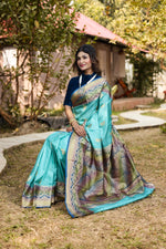 Load image into Gallery viewer, Sea Green Pure Kanjivaram Silk Saree - Keya Seth Exclusive