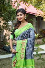 Load image into Gallery viewer, Slate Grey Pure Ikkat Silk Saree - Keya Seth Exclusive
