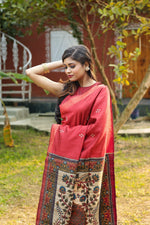 Load image into Gallery viewer, Red Pure Tussar Silk Saree - Keya Seth Exclusive