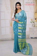 Load image into Gallery viewer, Rama Green Jamdani Saree - Keya Seth Exclusive

