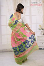 Load image into Gallery viewer, Olive Green Jamdani Saree - Keya Seth Exclusive