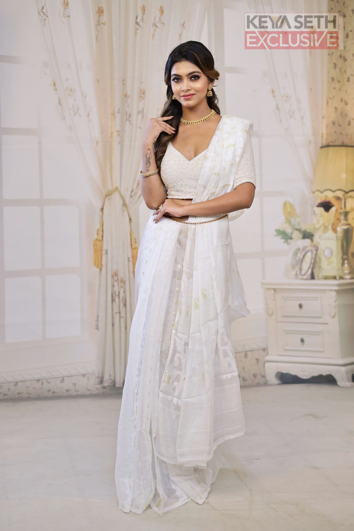 White Jamdani Saree - Keya Seth Exclusive