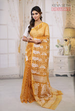 Load image into Gallery viewer, Mustard Yellow Jamdani Saree - Keya Seth Exclusive