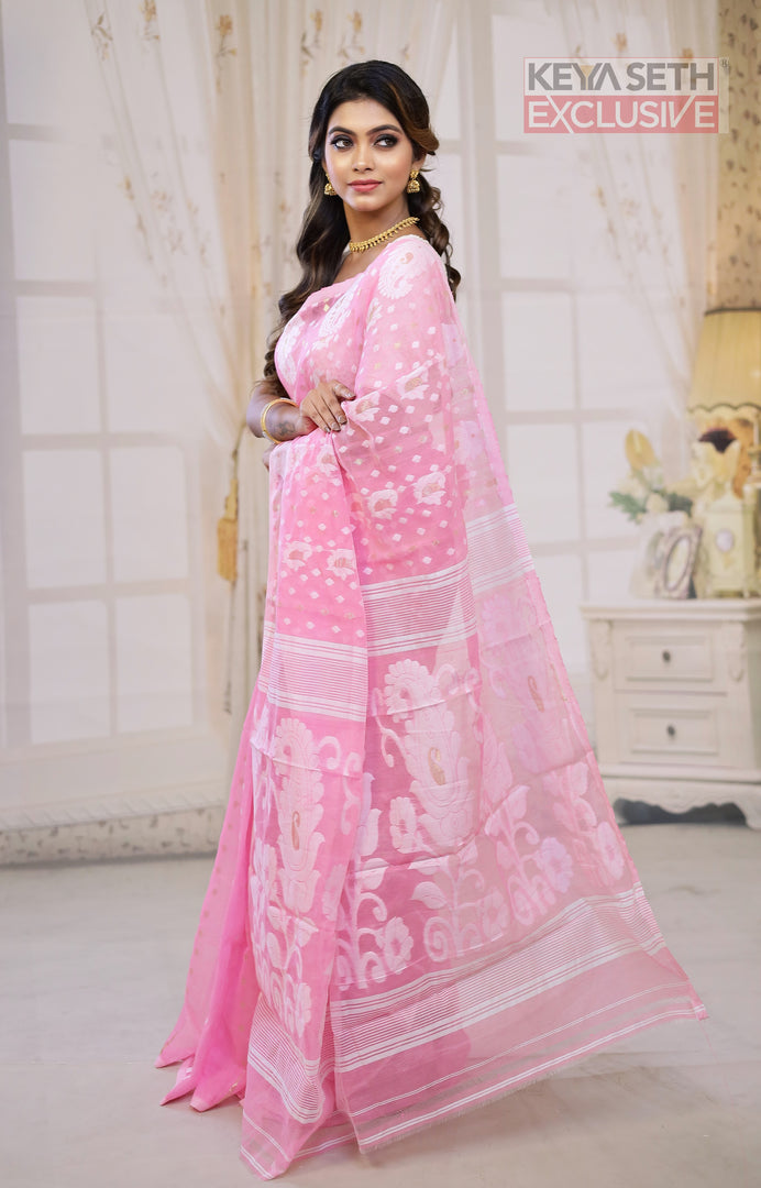 Pink Jamdani Saree - Keya Seth Exclusive