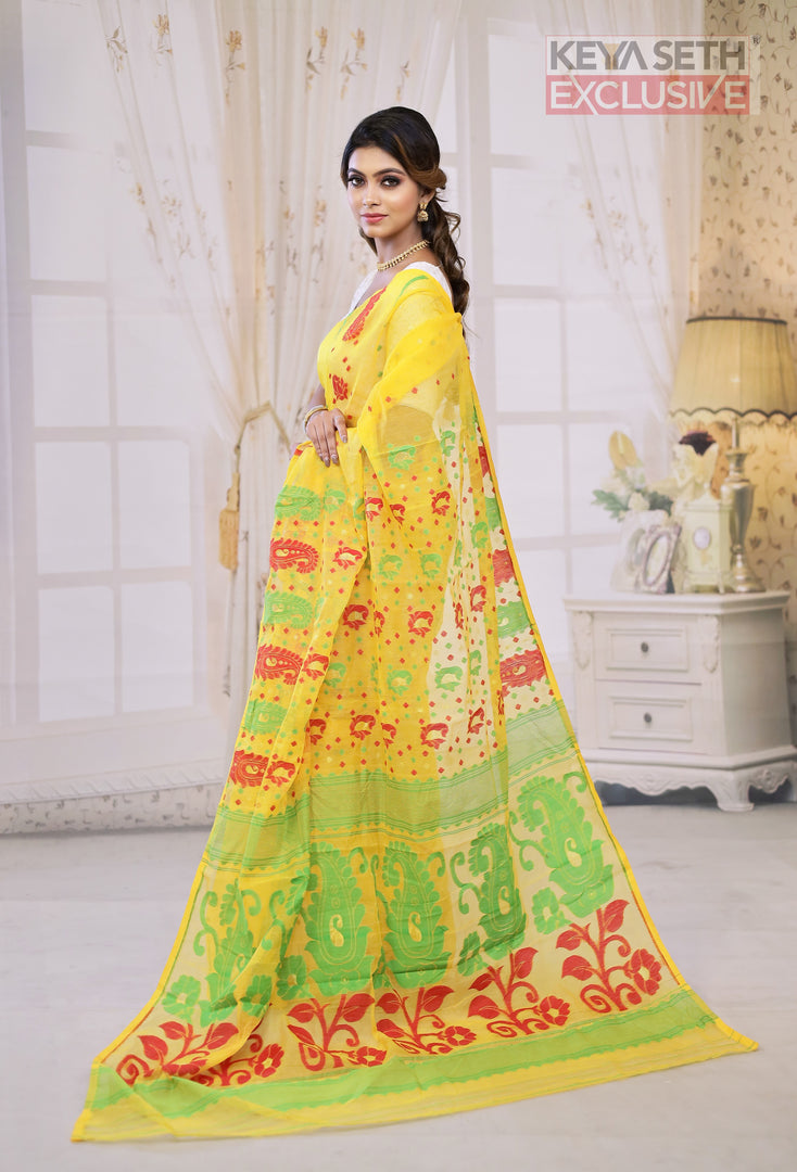 Yellow Jamdani Saree - Keya Seth Exclusive