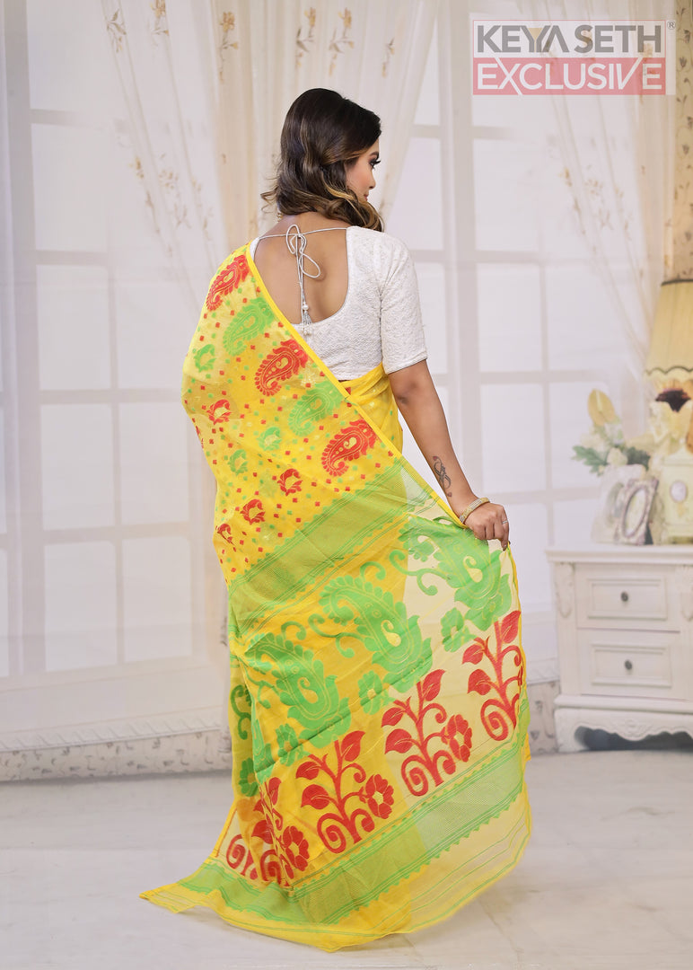 Yellow Jamdani Saree - Keya Seth Exclusive