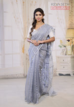 Load image into Gallery viewer, Grey Jamdani Saree - Keya Seth Exclusive
