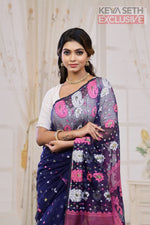 Load image into Gallery viewer, Navy Blue Jamdani Saree - Keya Seth Exclusive