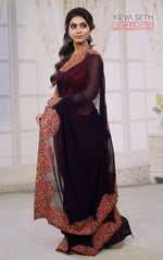 Load image into Gallery viewer, Magenta Georgette Saree with Resham Threadwork - Keya Seth Exclusive
