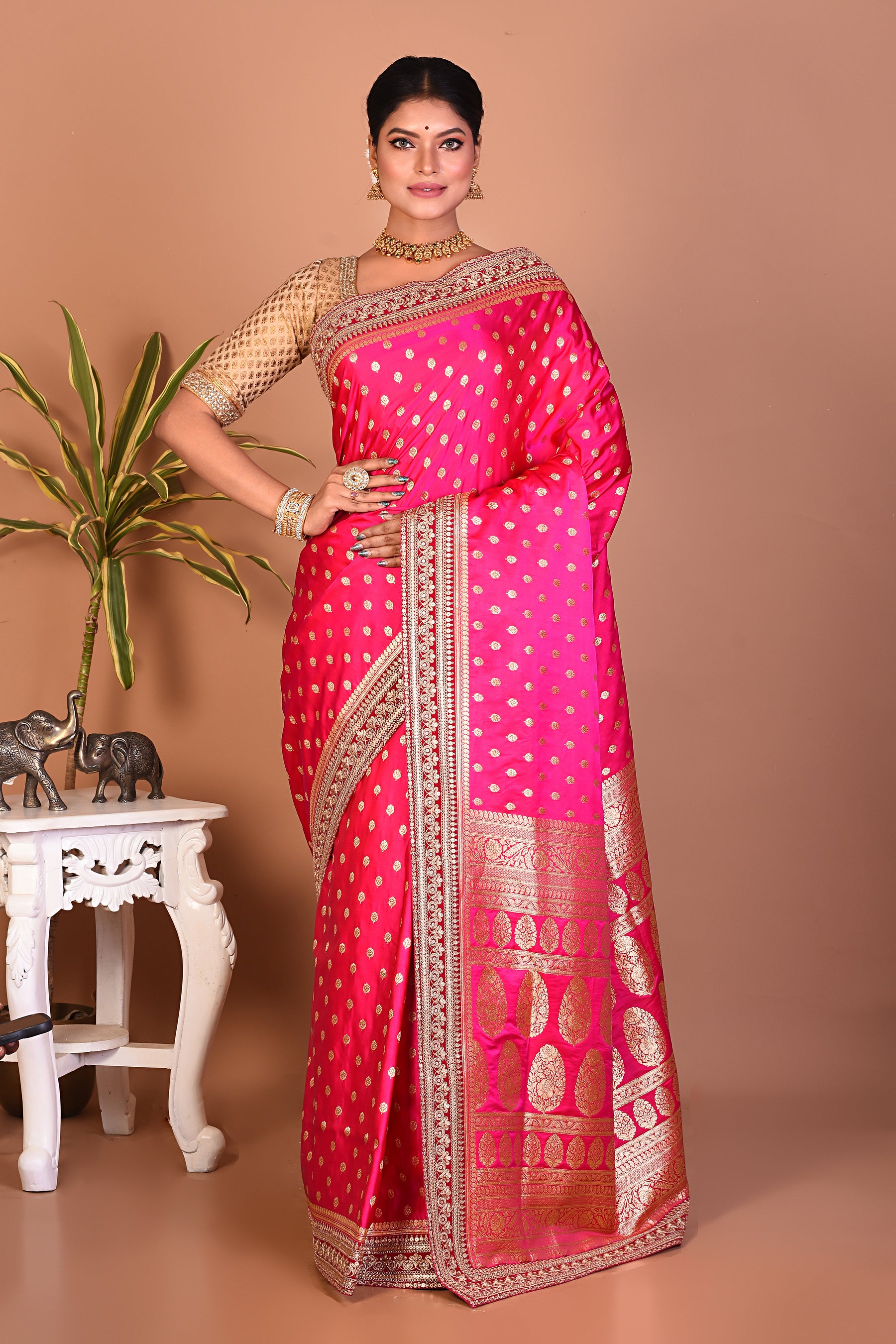 Deep Pink Banarasi Saree - Keya Seth Exclusive