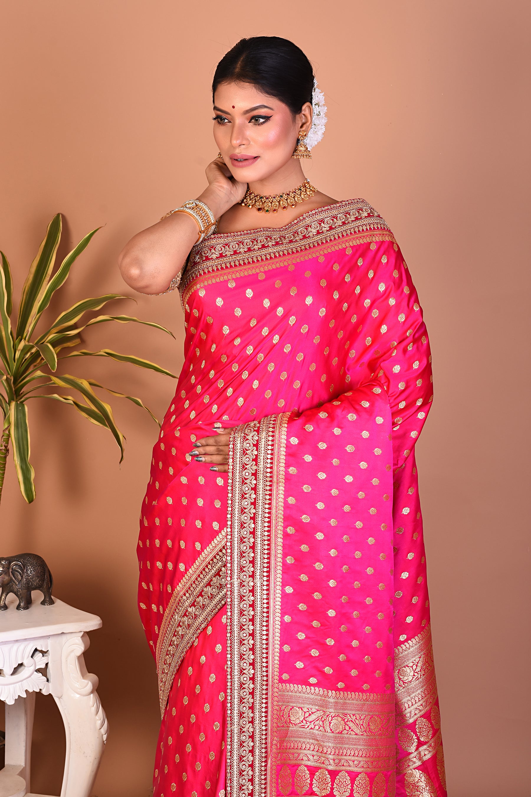 Deep Pink Banarasi Saree - Keya Seth Exclusive