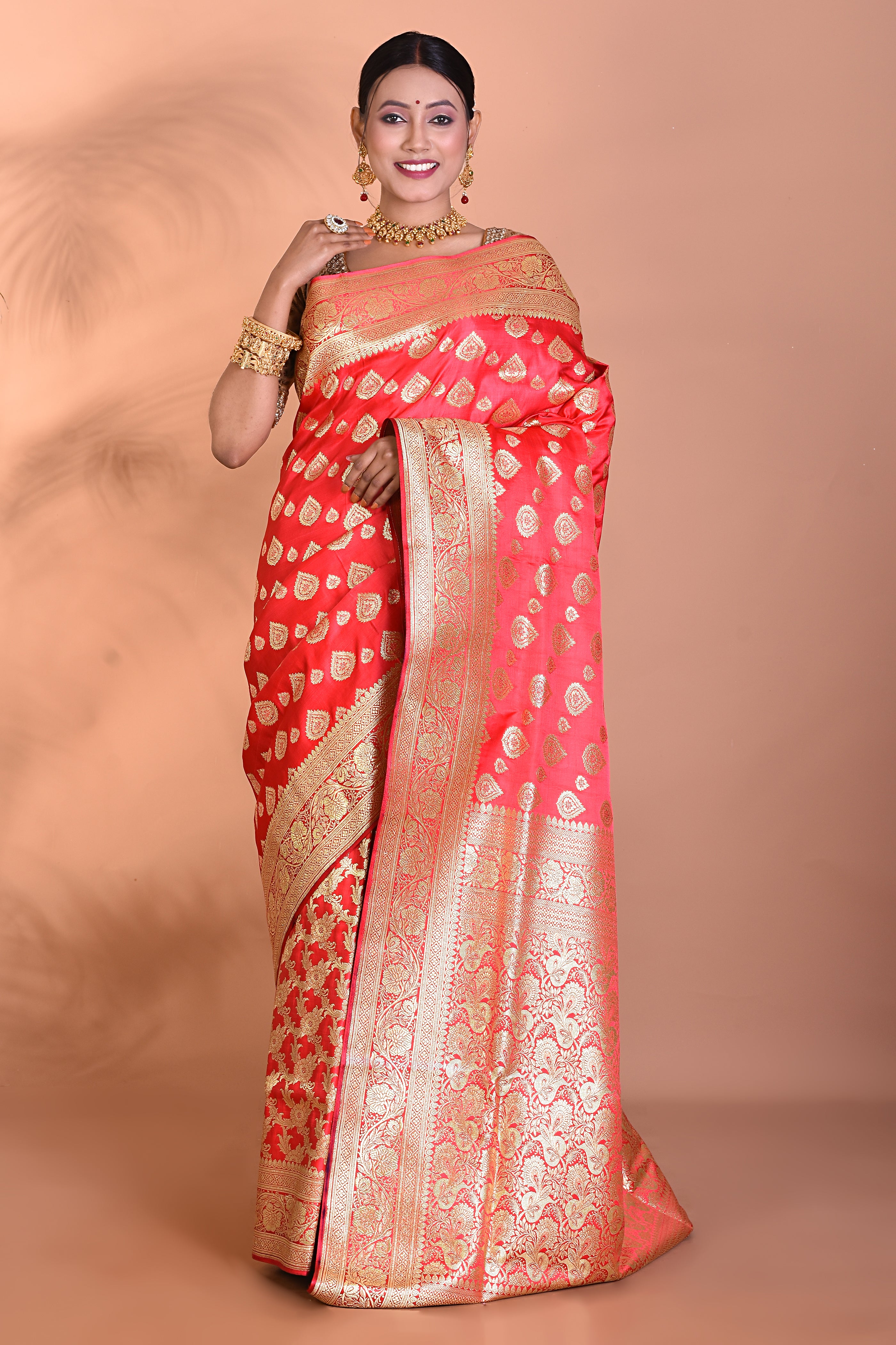 Designer Peach Banarasi Saree - Keya Seth Exclusive