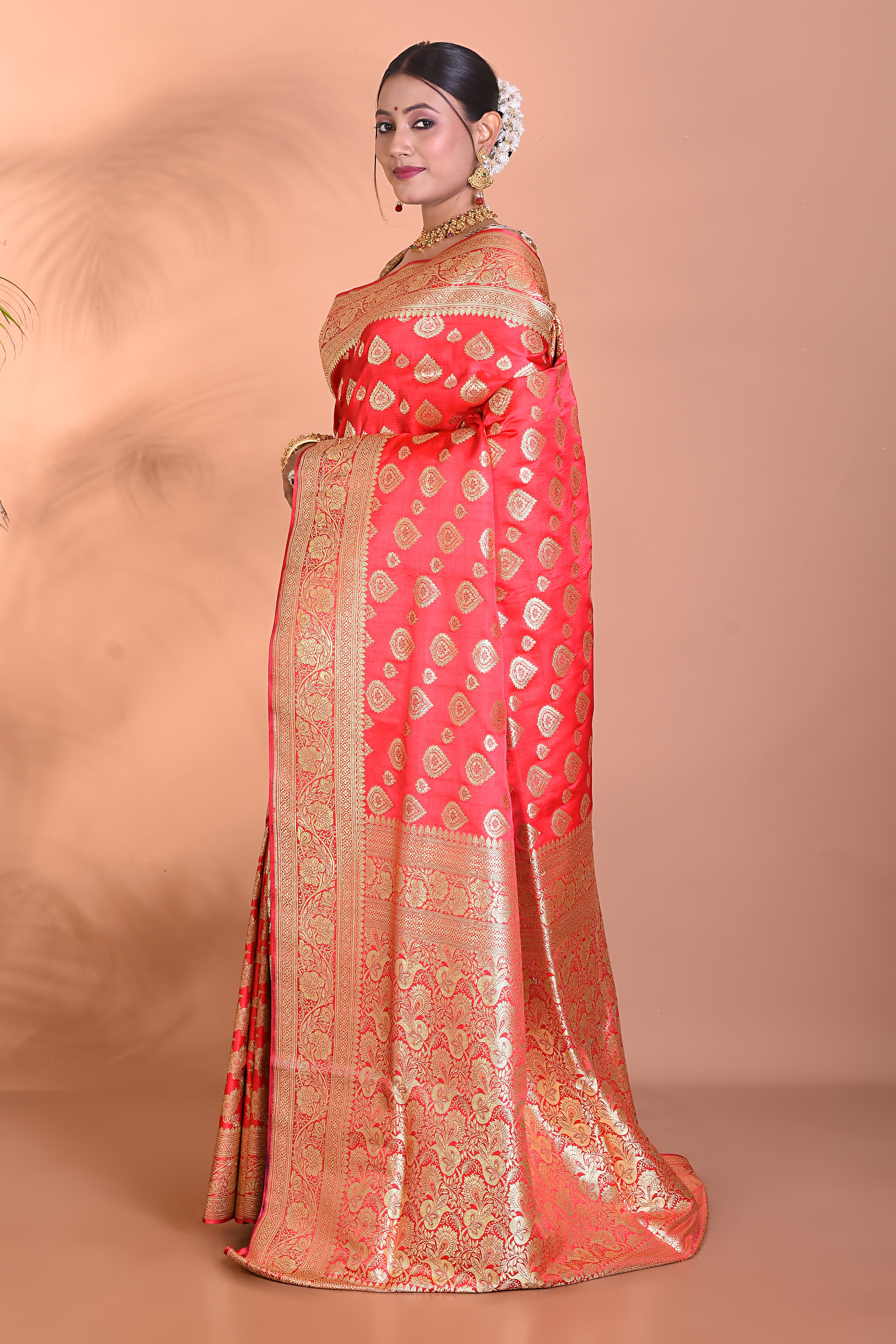 Designer Peach Banarasi Saree - Keya Seth Exclusive