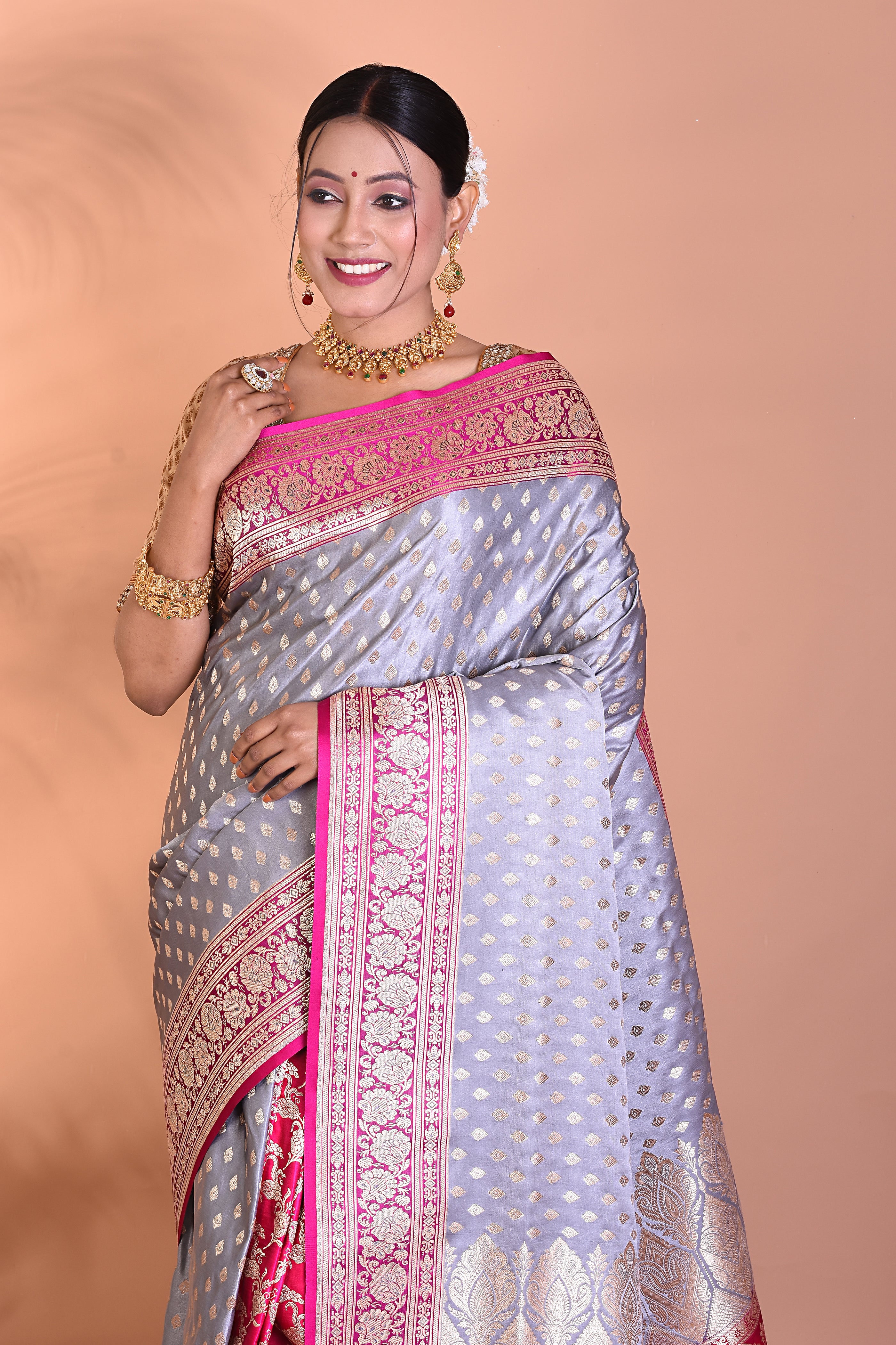 Designer Grey Banarasi Saree - Keya Seth Exclusive