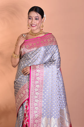 Designer Grey Banarasi Saree - Keya Seth Exclusive