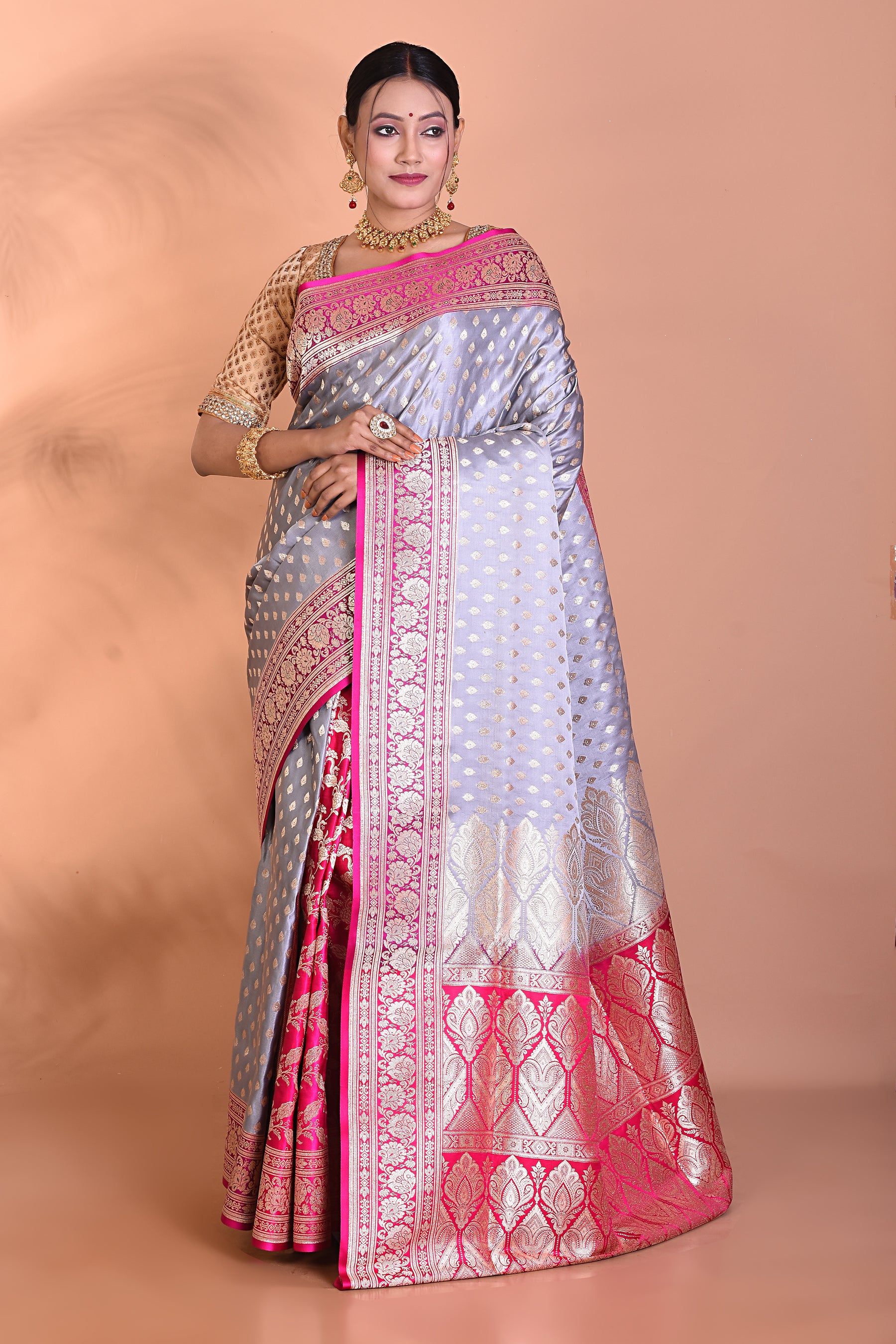 Designer Grey Banarasi Saree - Keya Seth Exclusive