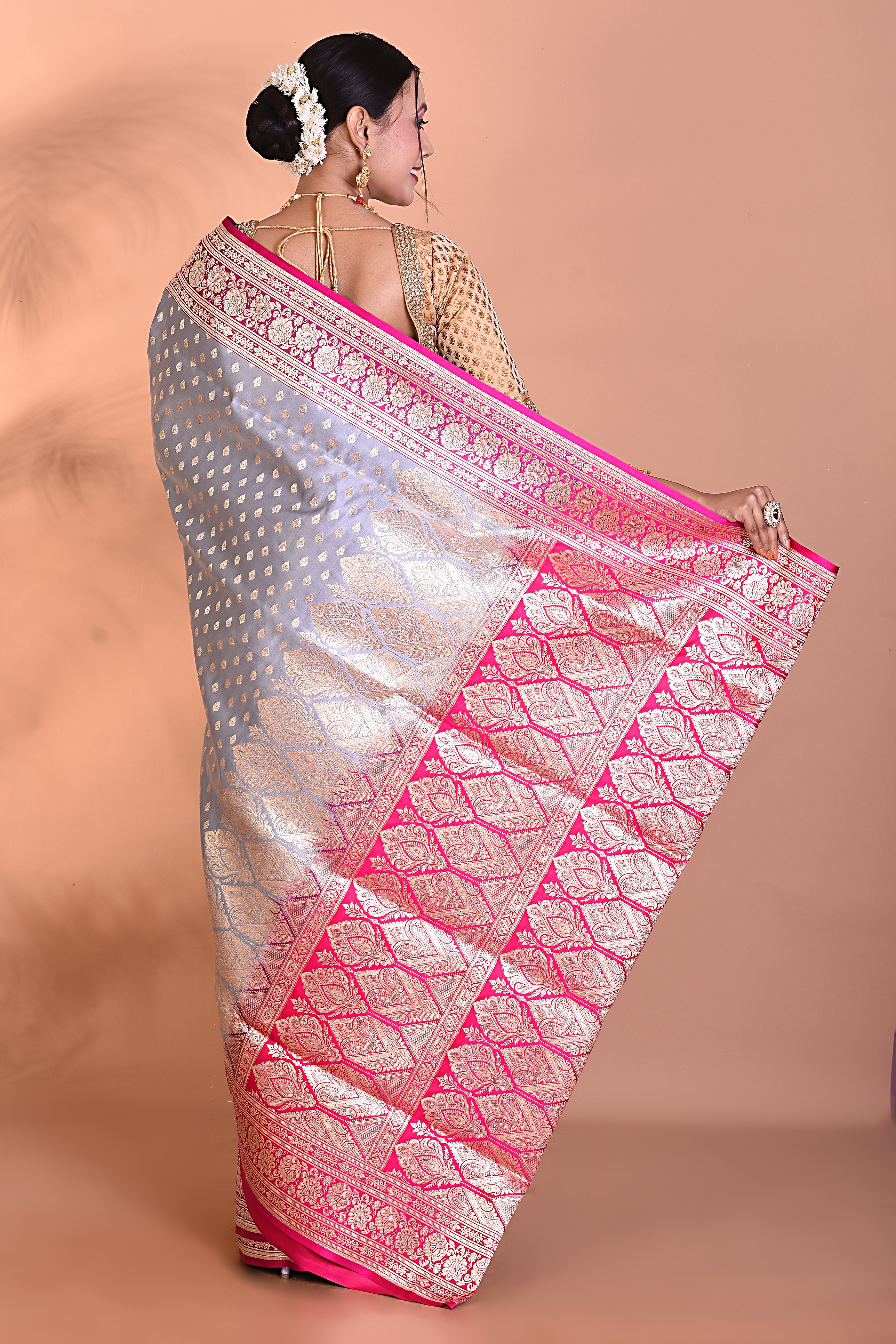 Designer Grey Banarasi Saree - Keya Seth Exclusive