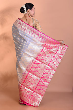 Designer Grey Banarasi Saree - Keya Seth Exclusive