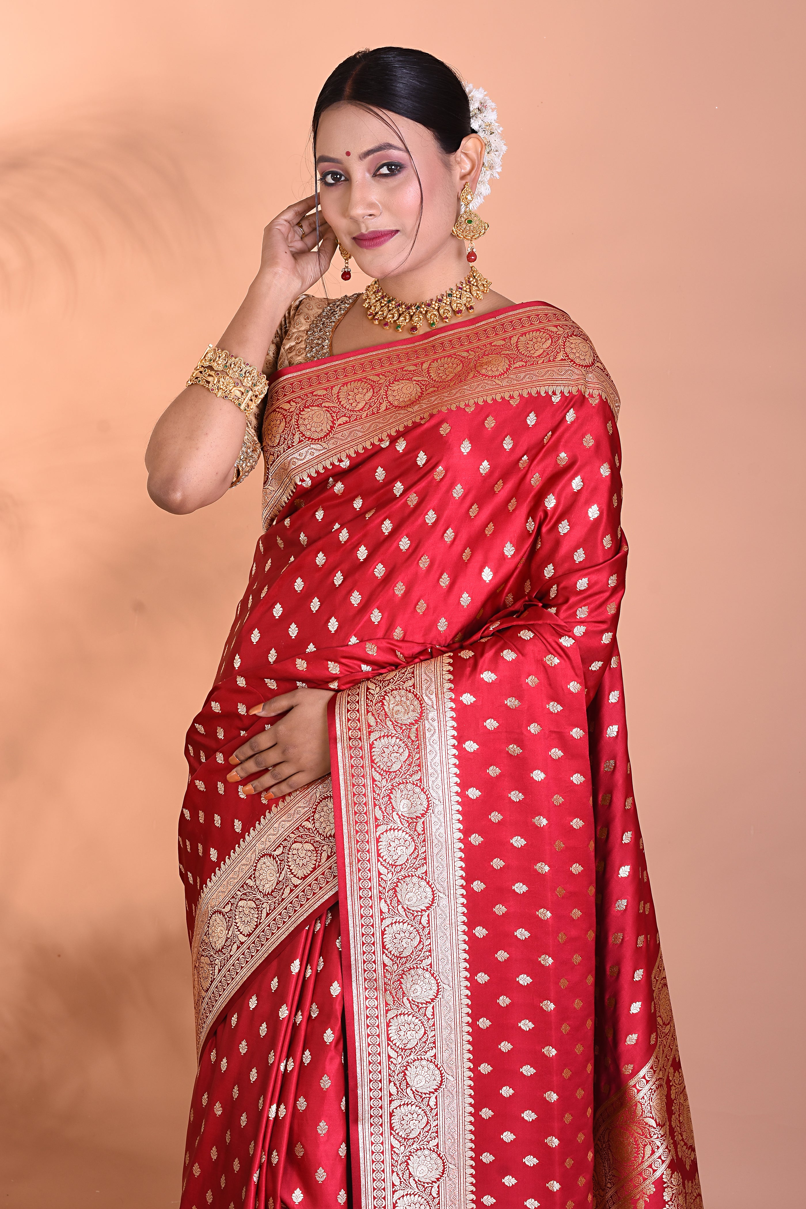 Elegant Maroon Banarasi Saree - Keya Seth Exclusive