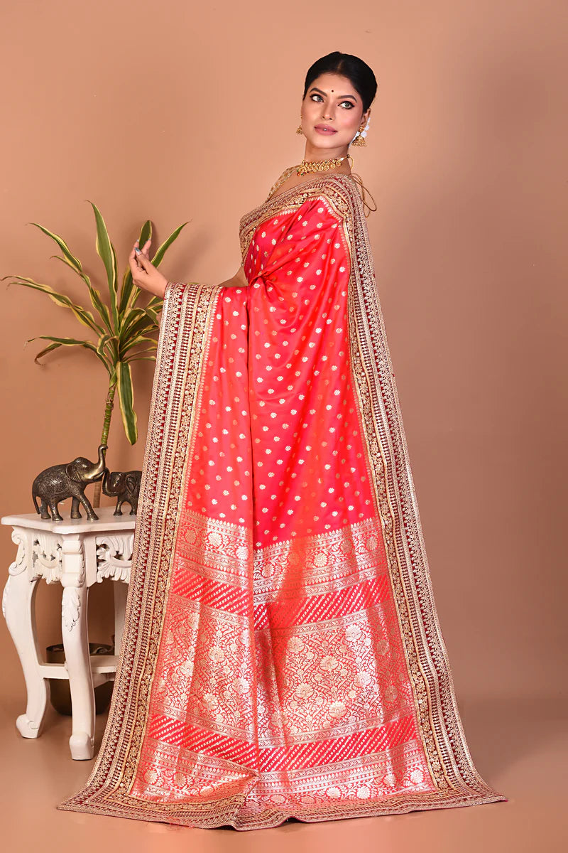Candy Red Banarasi Saree - Keya Seth Exclusive