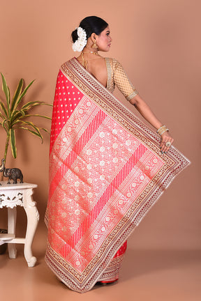 Candy Red Banarasi Saree - Keya Seth Exclusive