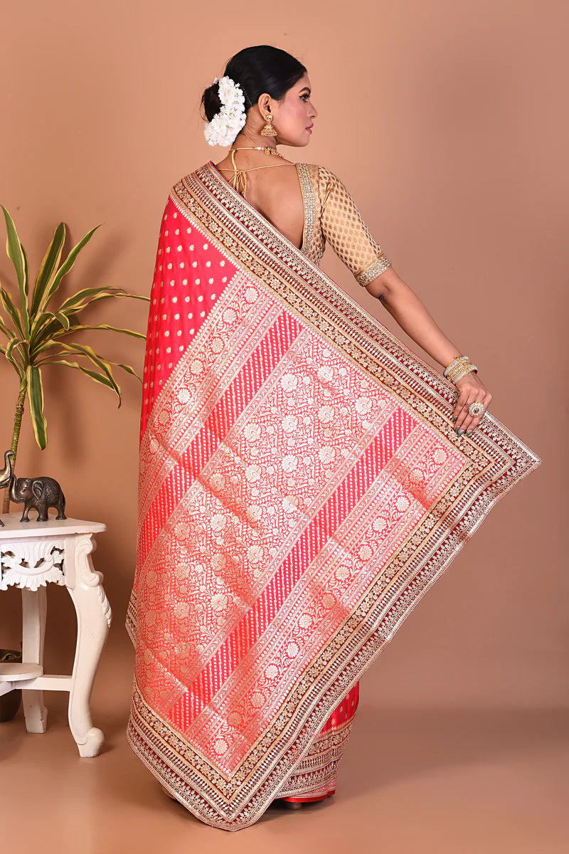 Candy Red Banarasi Saree - Keya Seth Exclusive