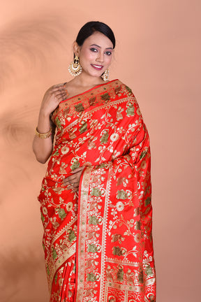 Pure Red Banarasi Saree - Keya Seth Exclusive