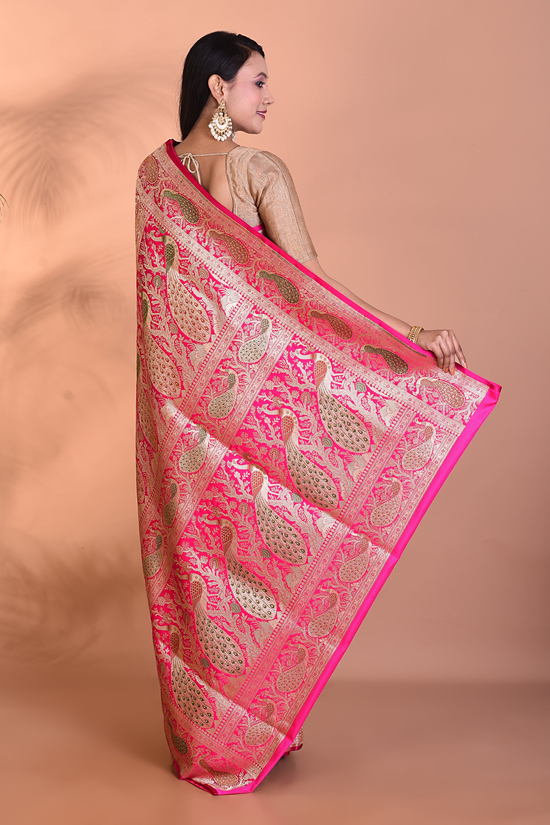 Bright Pink Pure Banarasi Saree - Keya Seth Exclusive