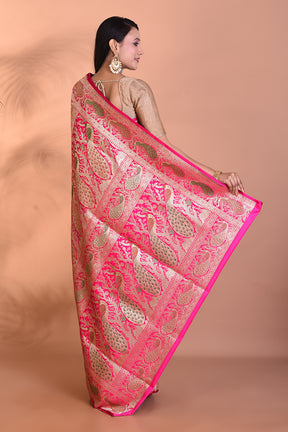 Bright Pink Pure Banarasi Saree - Keya Seth Exclusive