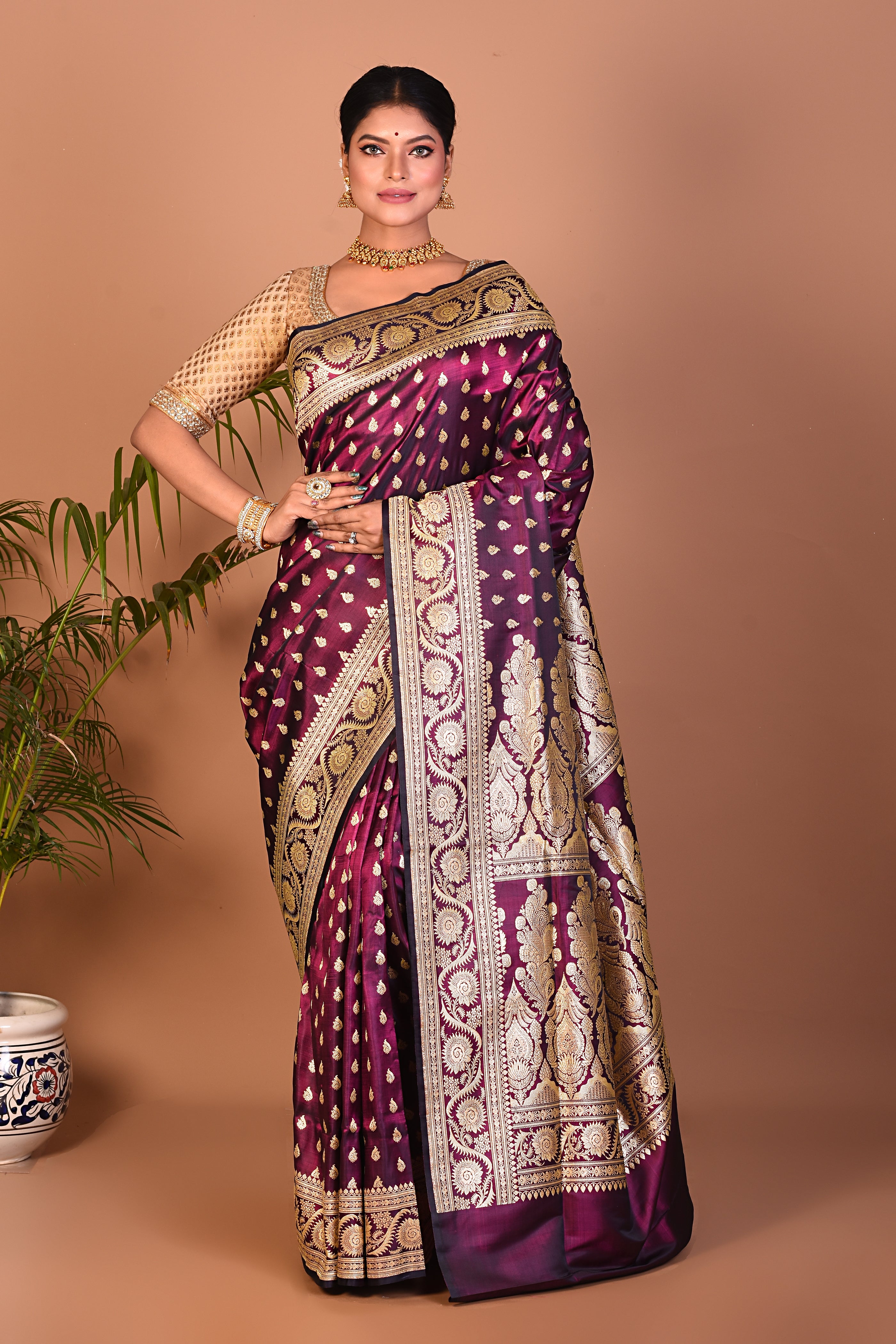 Magenta Banarasi Saree - Keya Seth Exclusive