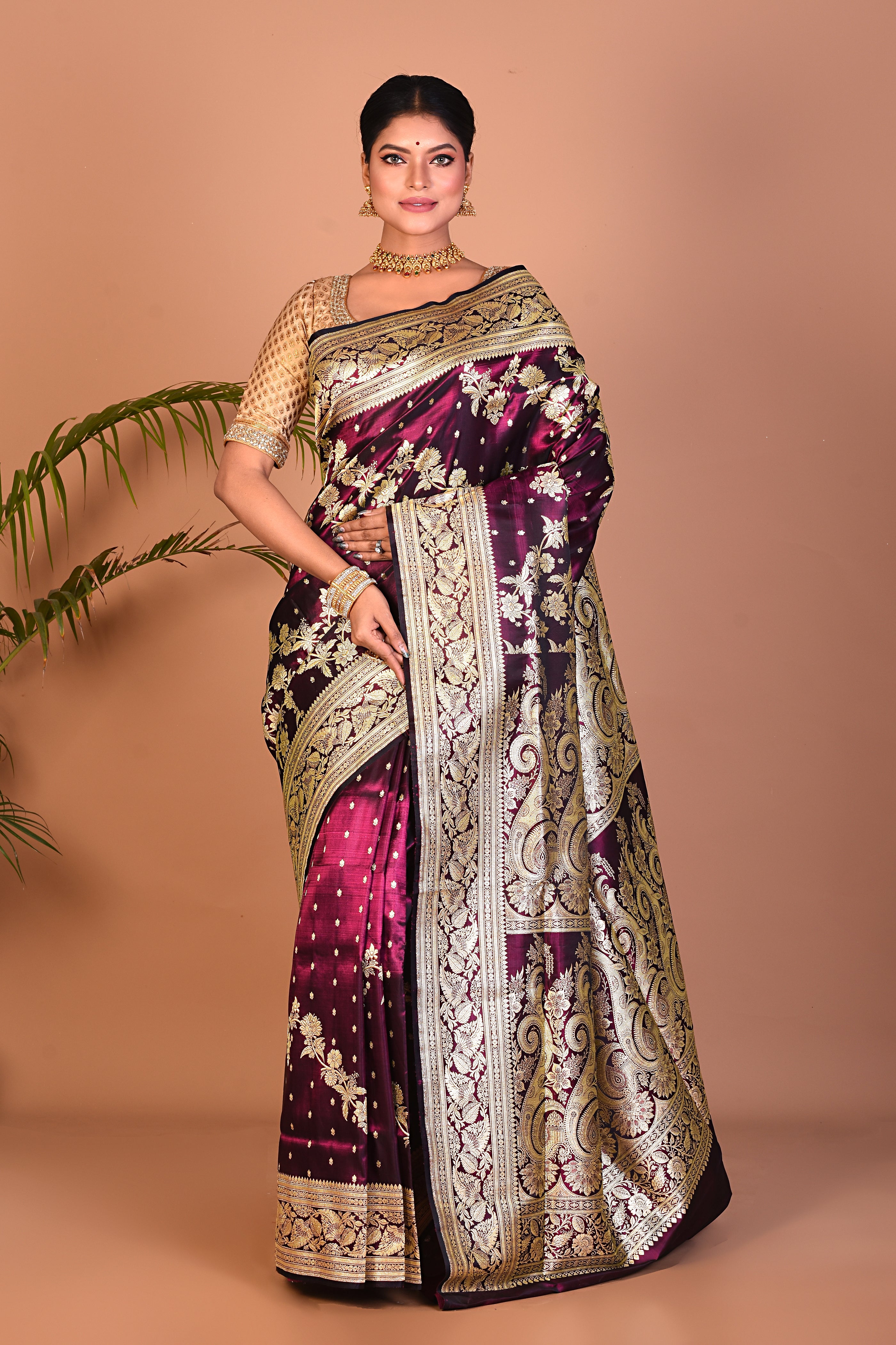 Deep Purple Banarasi Saree - Keya Seth Exclusive