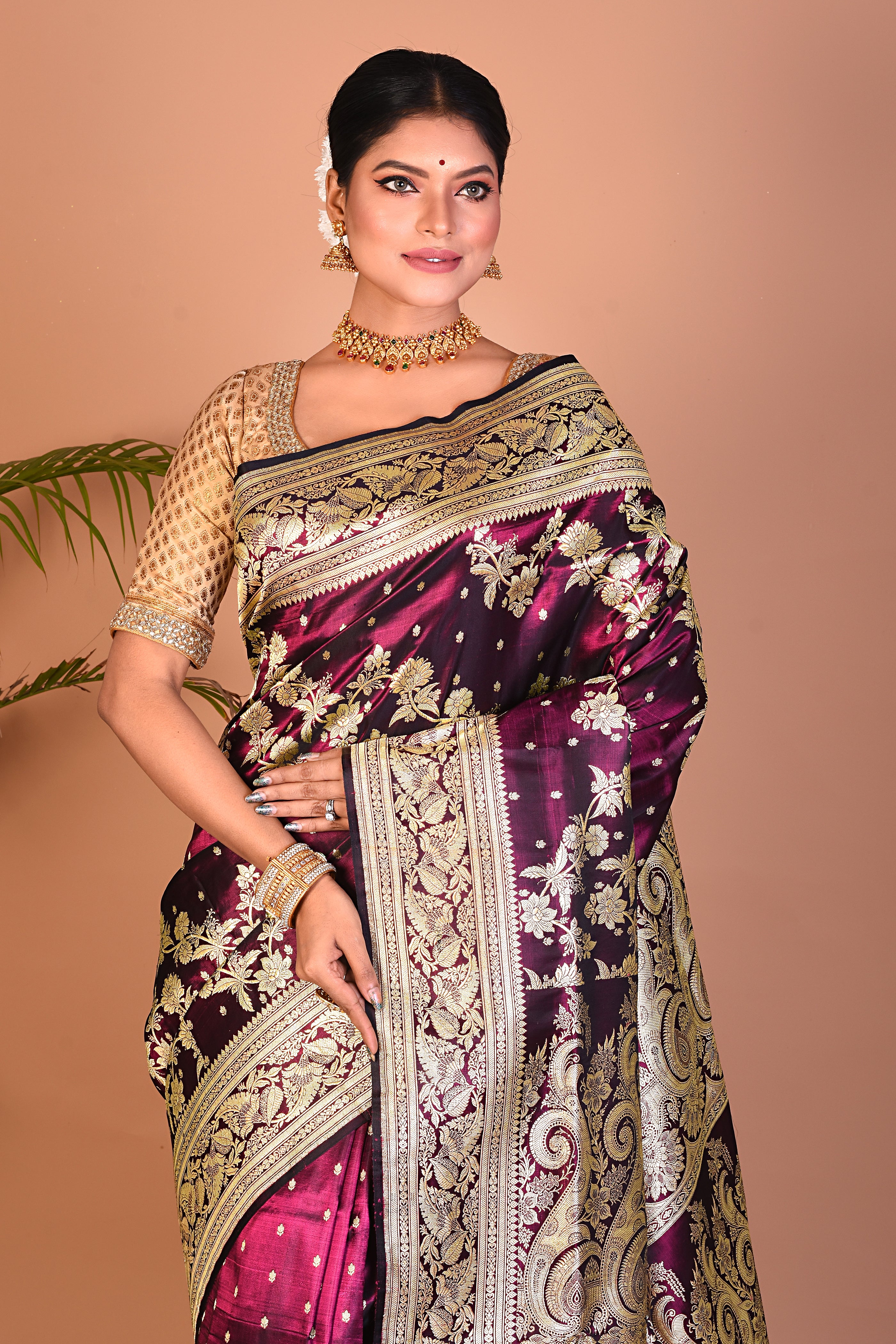 Deep Purple Banarasi Saree - Keya Seth Exclusive