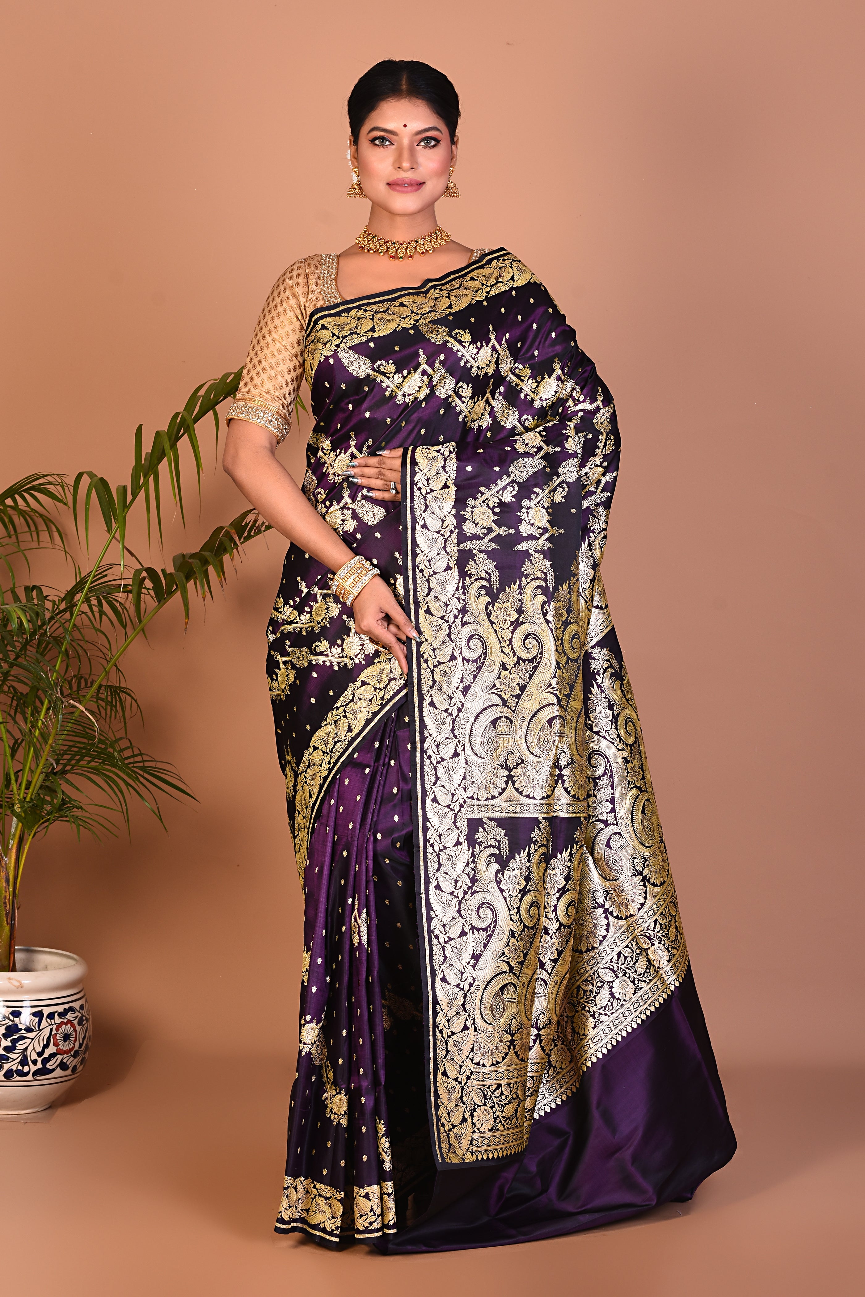 Deep Violet Banarasi Saree - Keya Seth Exclusive