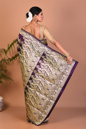 Deep Violet Banarasi Saree - Keya Seth Exclusive