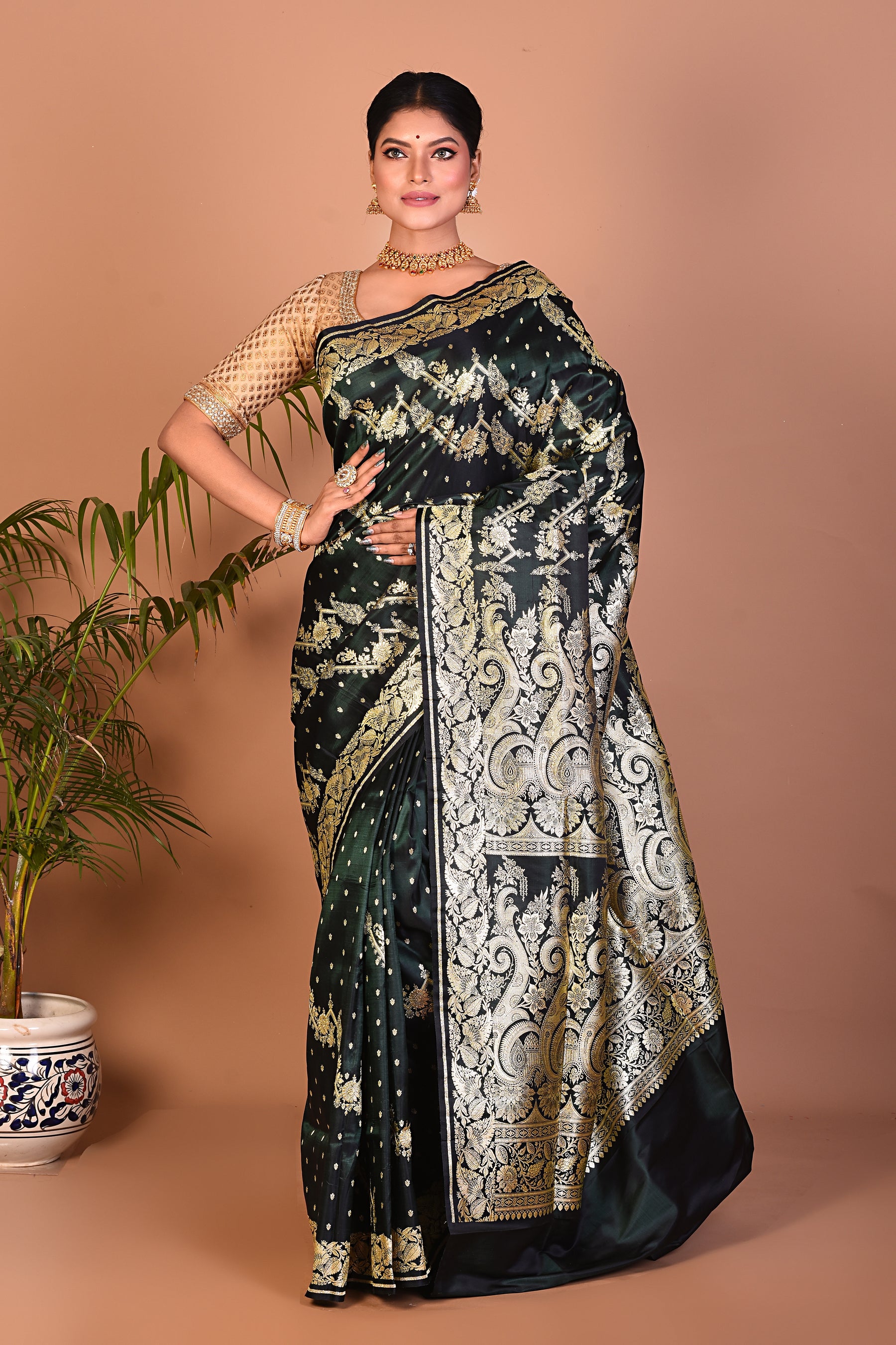 Deep Green Banarasi Saree - Keya Seth Exclusive