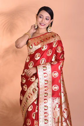 Designer Maroon Banarasi Saree - Keya Seth Exclusive