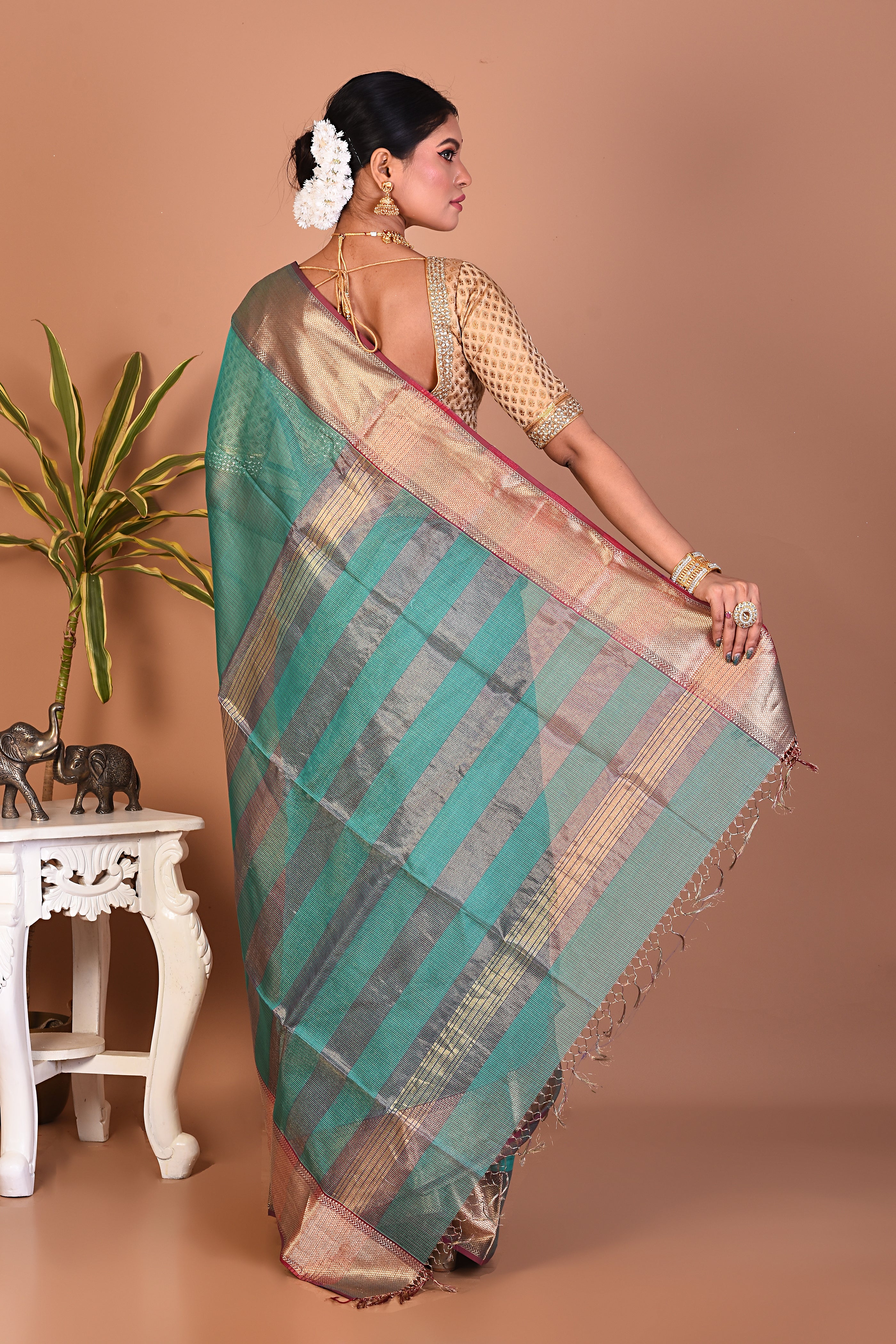 Green Pure Silk Saree - Keya Seth Exclusive