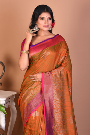 Orange Tussar Saree - Keya Seth Exclusive