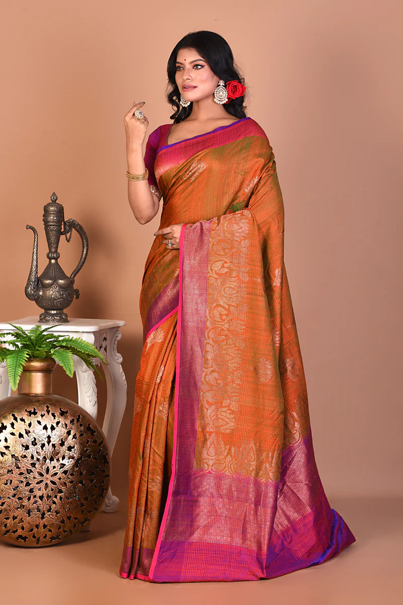 Orange Tussar Saree - Keya Seth Exclusive