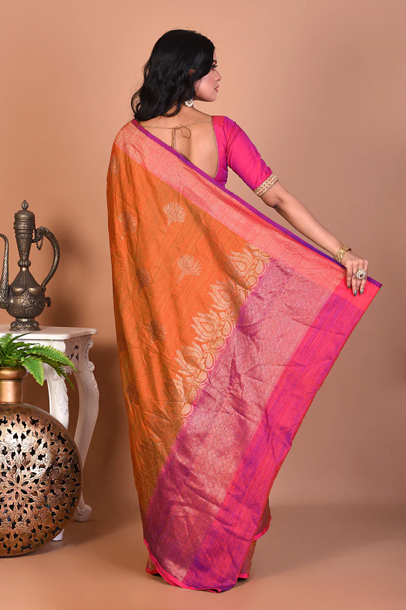 Orange Tussar Saree - Keya Seth Exclusive