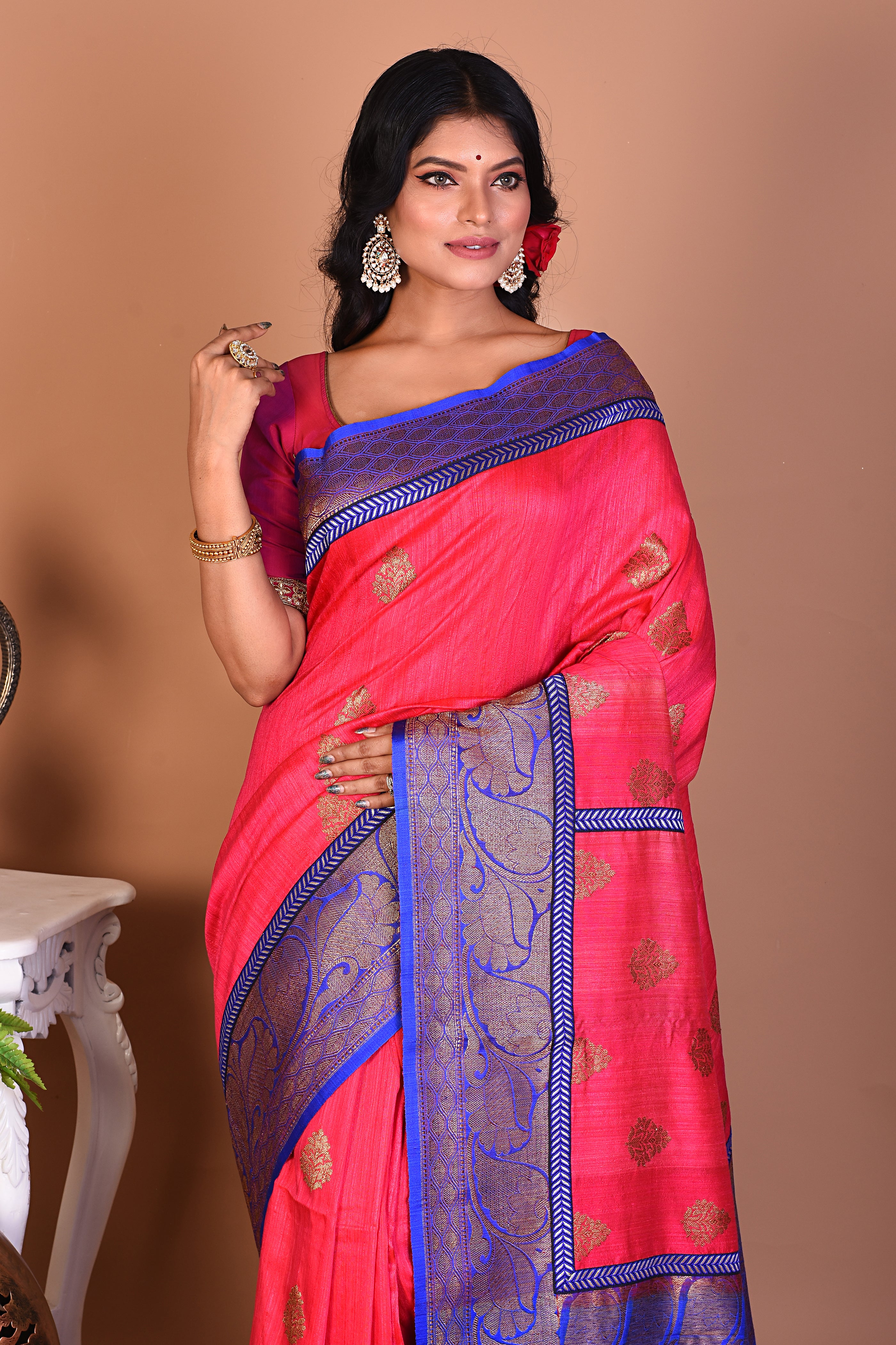 Pink Pure Tussar Silk - Keya Seth Exclusive