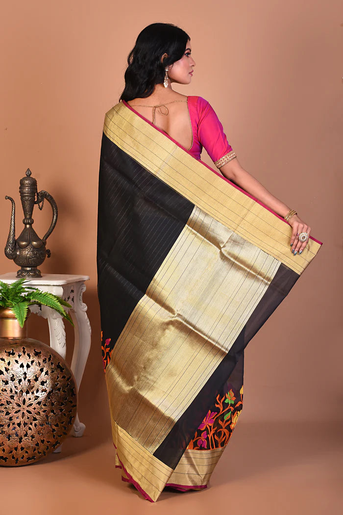 Black Blended Organza Saree - Keya Seth Exclusive