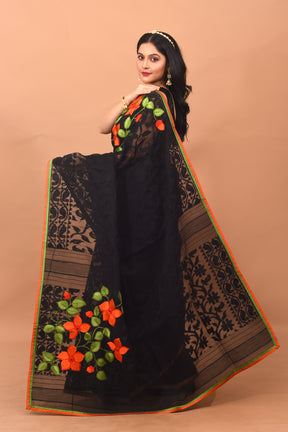 Black Floral Jamdani Saree - Keya Seth Exclusive