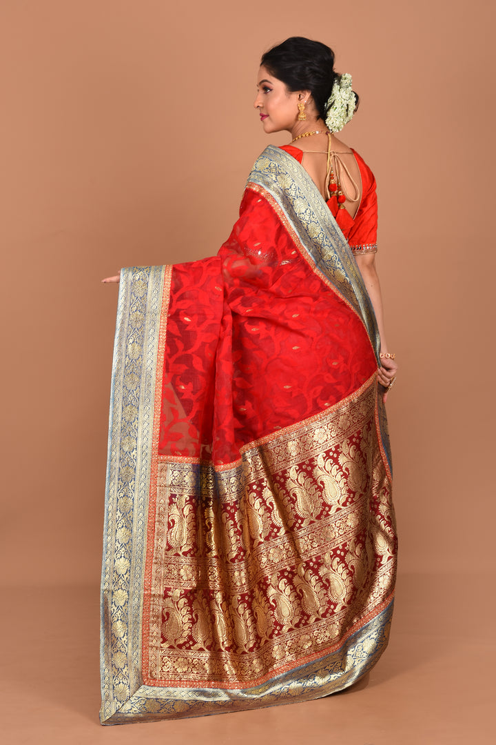 Red Pure Dhakai Saree - Keya Seth Exclusive