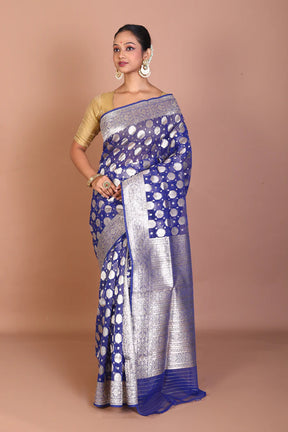 Navy Blue Tissue Banarasi Saree - Keya Seth Exclusive