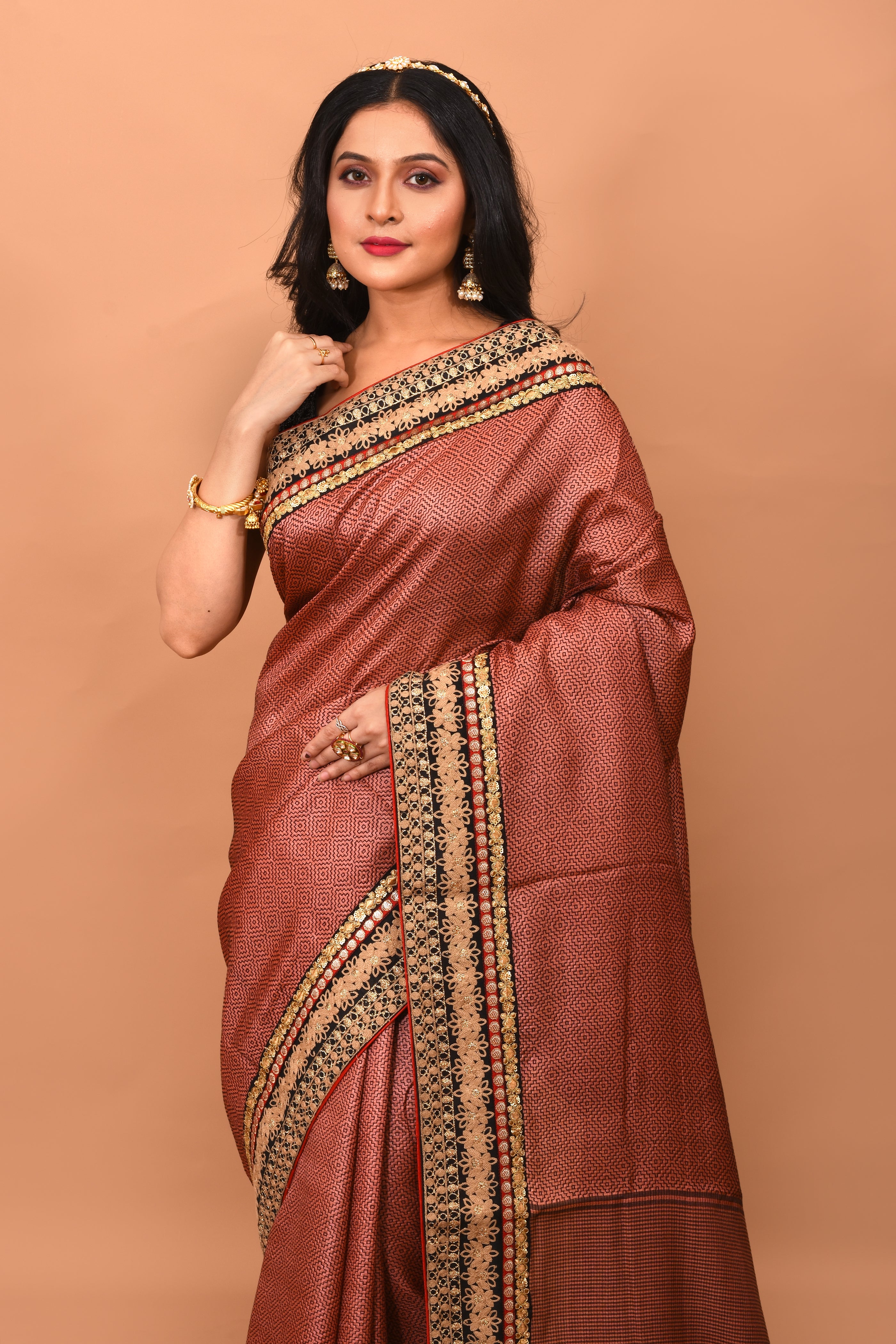 Peach Pure Silk Saree - Keya Seth Exclusive