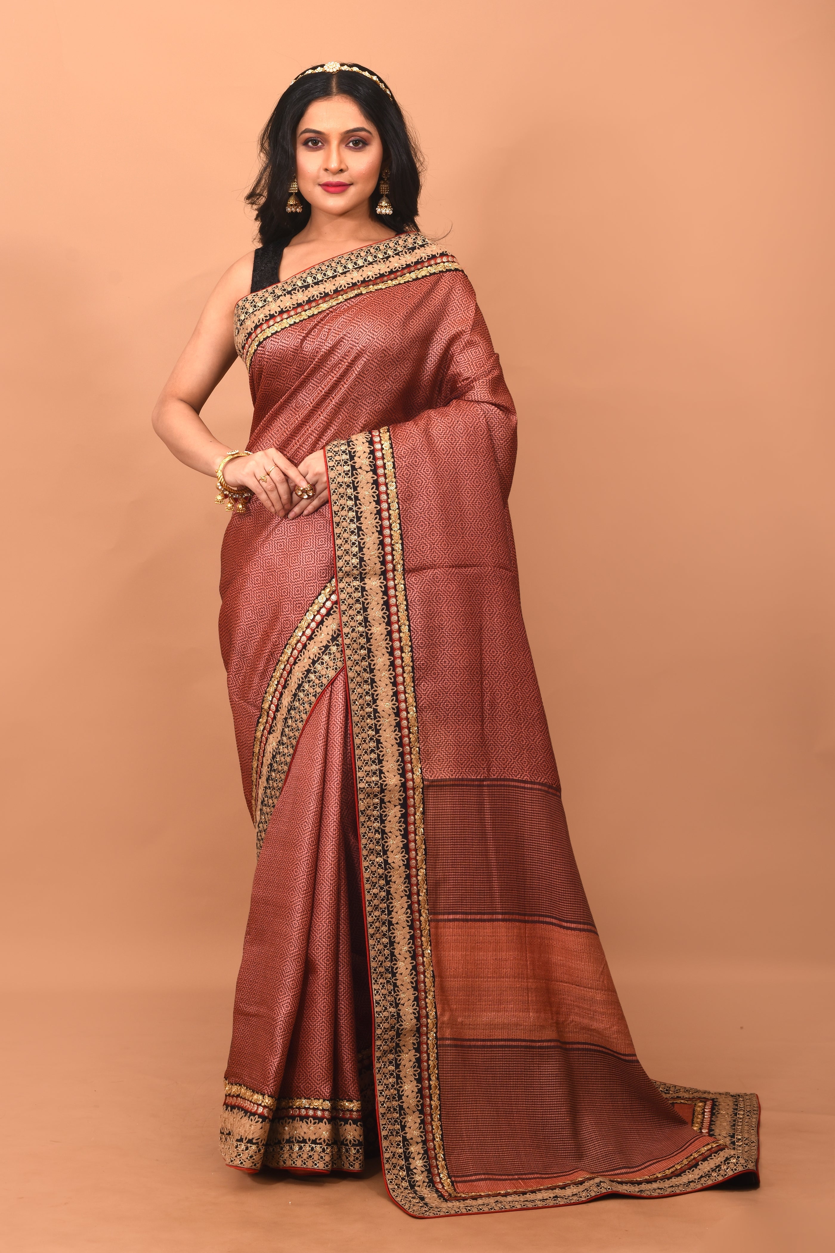 Peach Pure Silk Saree - Keya Seth Exclusive