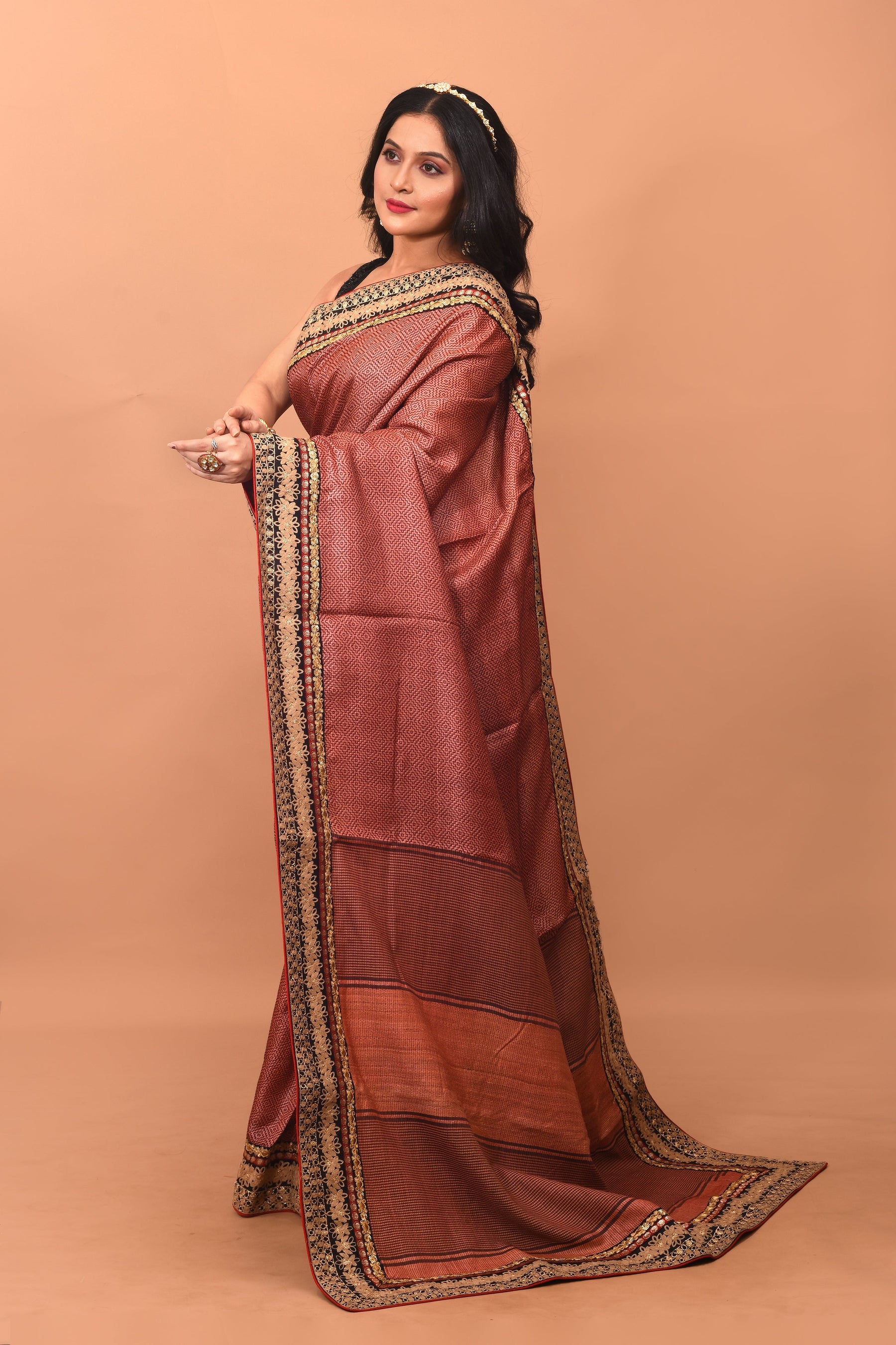 Peach Pure Silk Saree - Keya Seth Exclusive